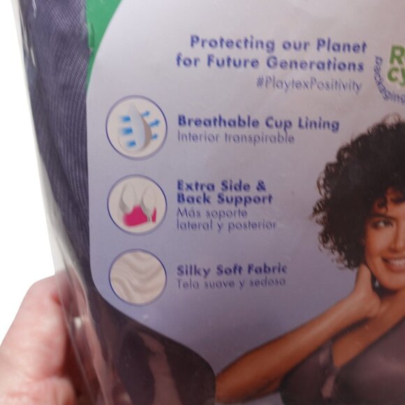 LN Playtex Full Figure 18 Hour Sleek & Smooth Wireless Bra Sz 38DDD Private Jet - Picture 10 of 10